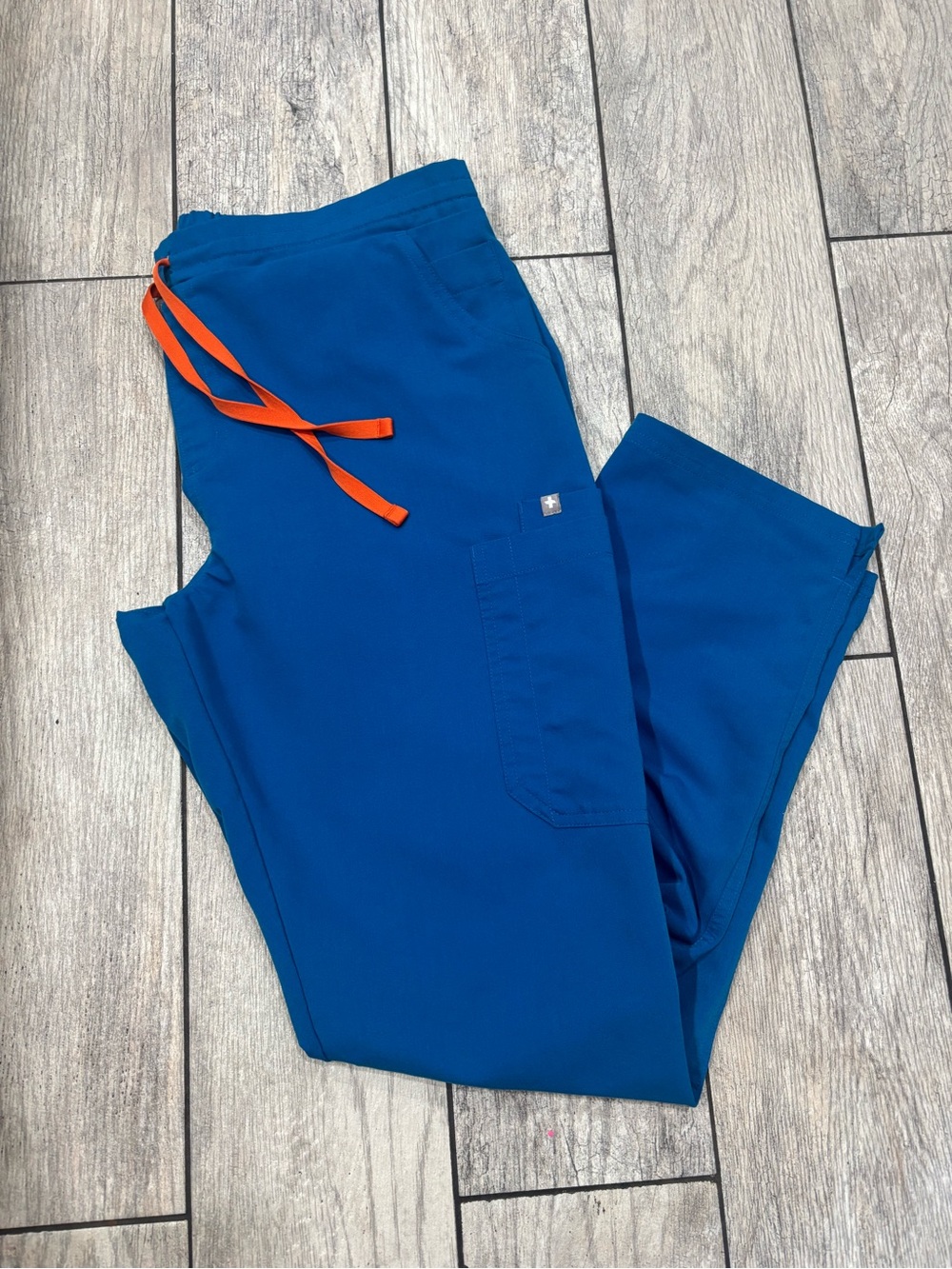 Figs Women's Scrub Pants Teal with Orange Drawstring